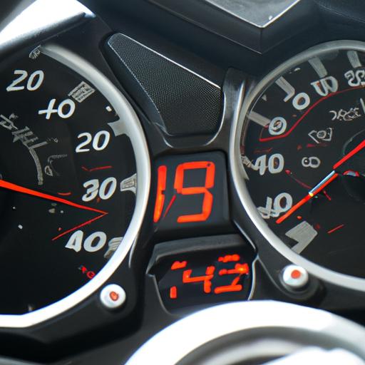 Góc chụp cận cảnh bảng đồng hồ hiển thị tốc độ ấn tượng trên xe mô tô R1.