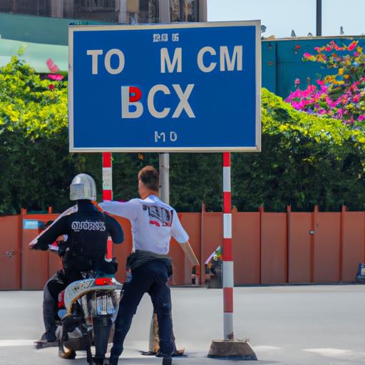 Người lái xe mô tô bị cảnh sát giao thông dừng lại trước biển cấm xe mô tô