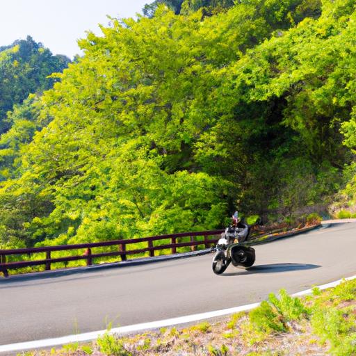 Người lái xe đang lái chiếc Yamaha trên con đường núi quanh co