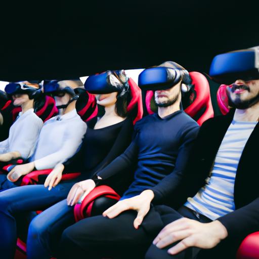 Một nhóm người đang đeo kính thực tế ảo và ngồi trên ghế mô phỏng lái xe.