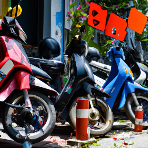 Một nhóm người đi xe mô tô 600cc đầy màu sắc đậu trước một quán cà phê sầm uất.
